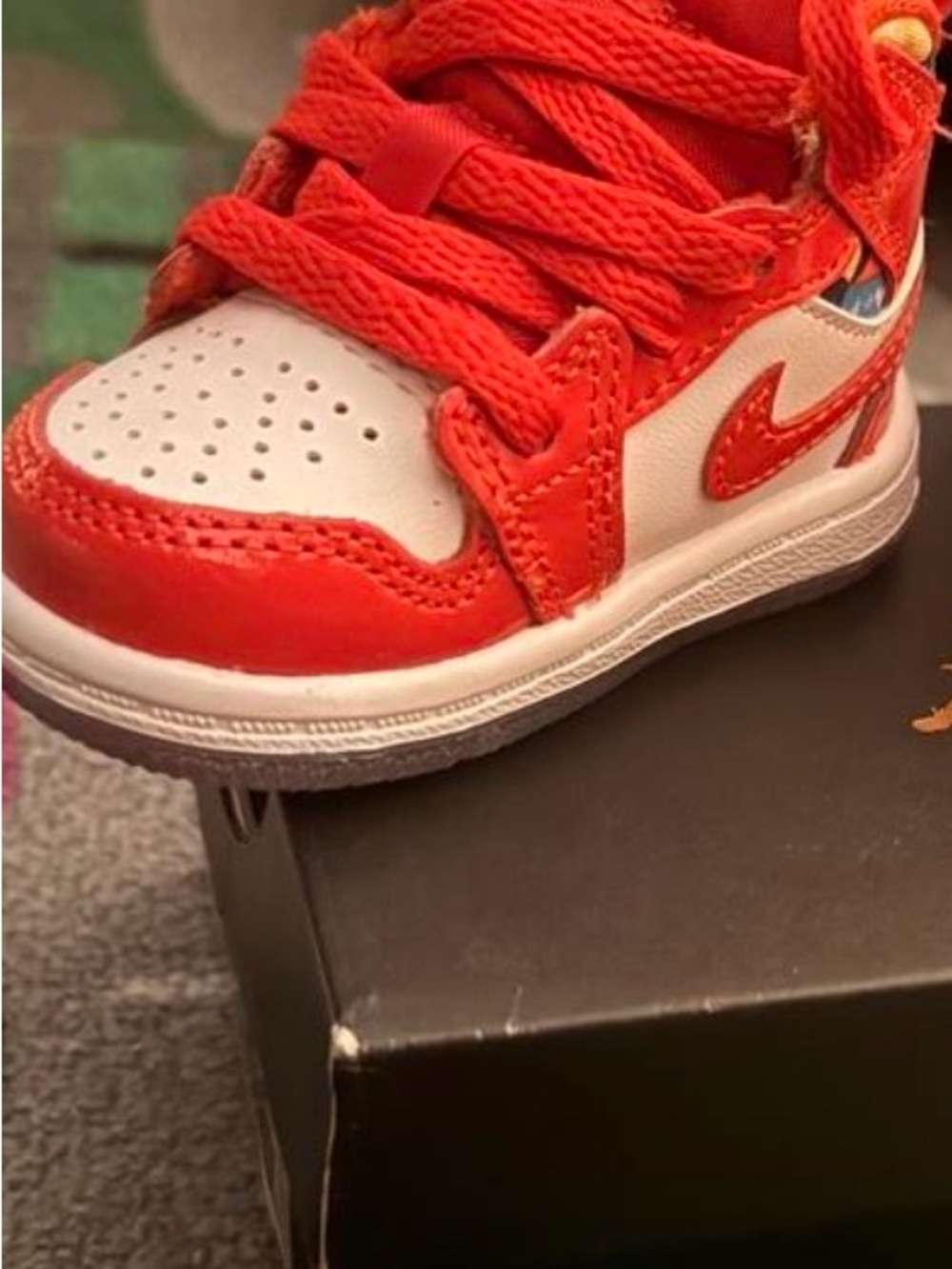 Kids Orange and White High-Top Sneakers with Lace Closure